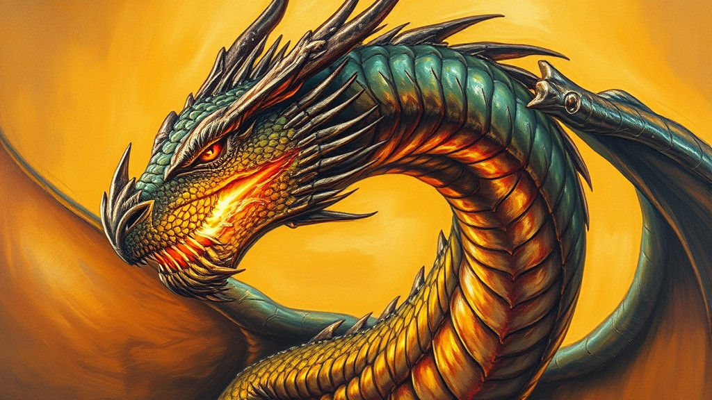 Iridescent Dragon in Dramatic Oil Painting Style