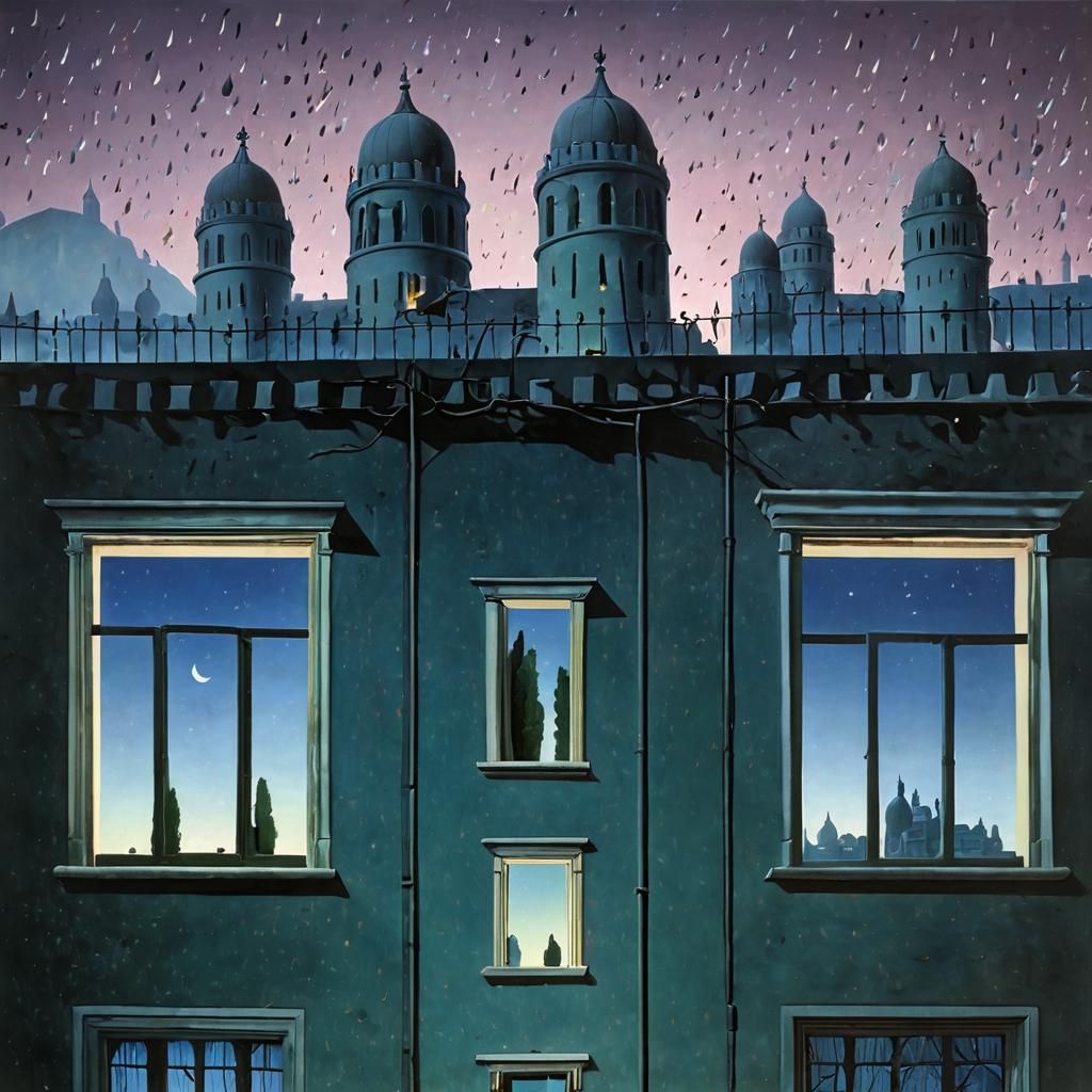 Magritte Style Raining Men in Golconda