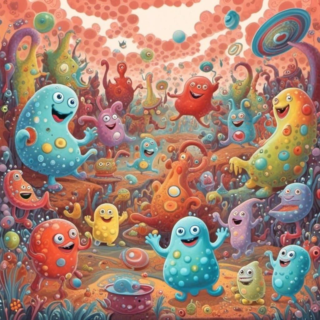Amoeba Dance Party in Microscopic Wonderland
