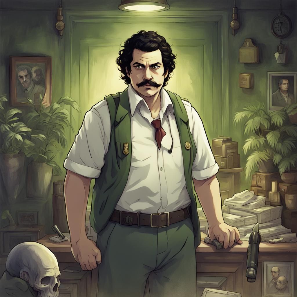 Pablo Escobar in Call of Cthulhu RPG, Anime Style