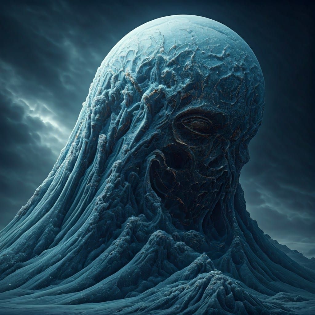 Hyperrealistic Ice Raccoon in Dramatic Cinematic Scene