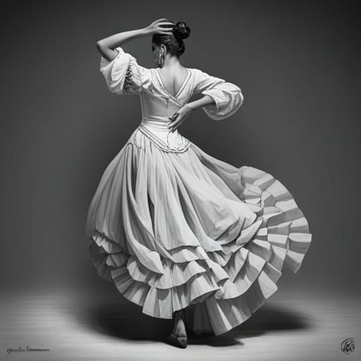 Flamenco Dancer Portrait in Hyperdetailed Digital Art