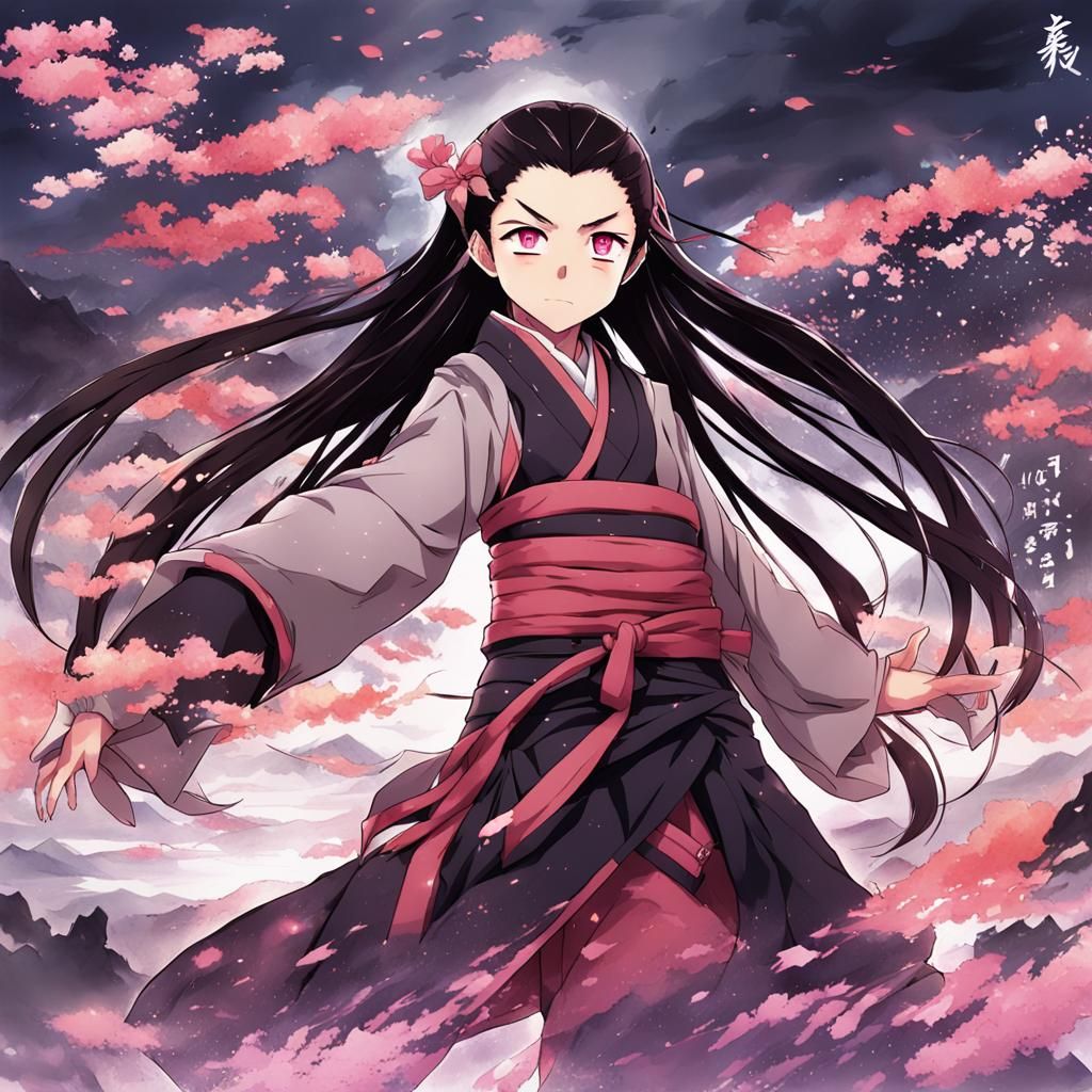 Nezuko Anime Key Visual in Manga Style