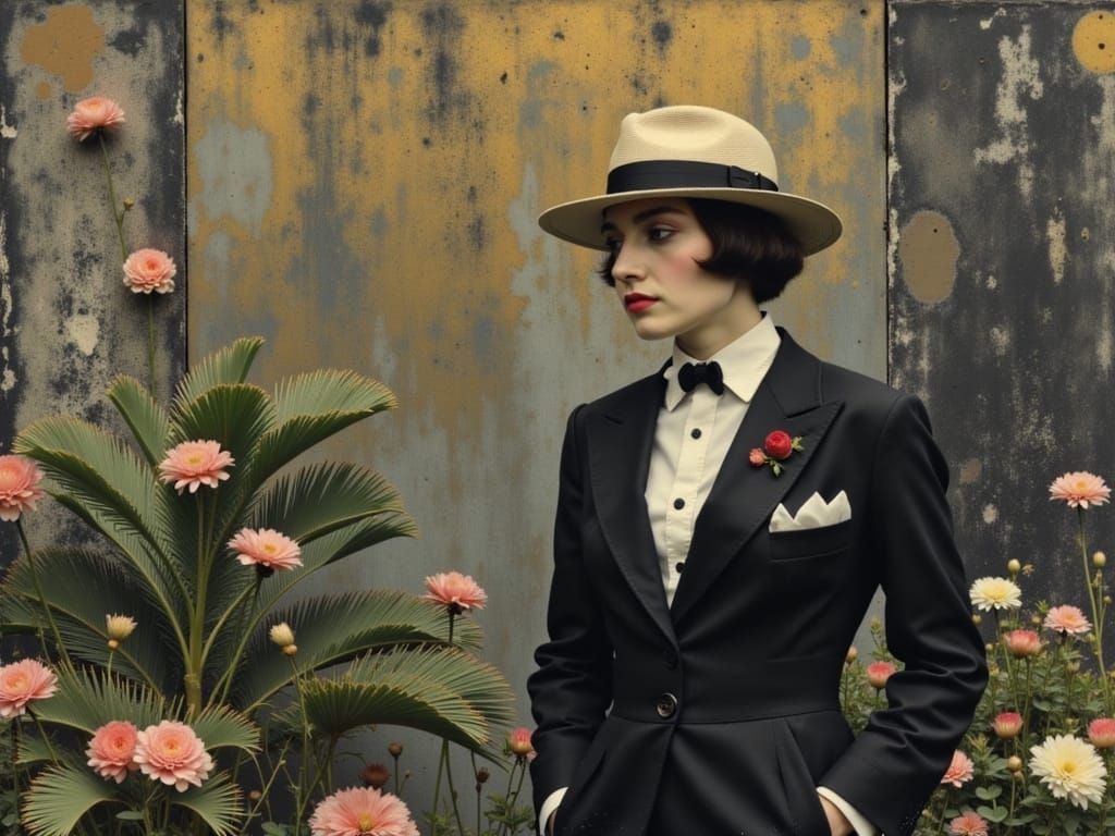 1940s Singer with Floral Accents in Impasto Style