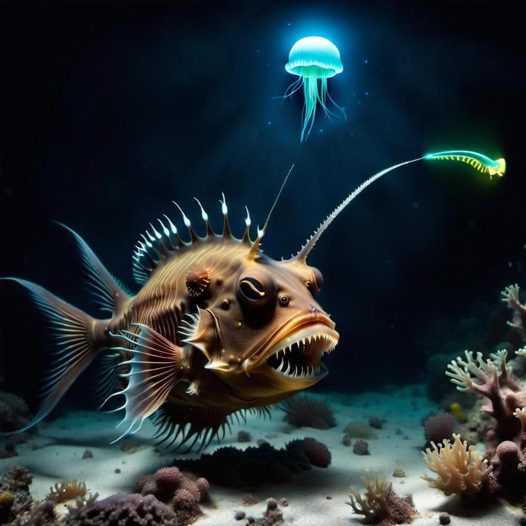 Bioluminescent Jellyfish in the Deep Sea