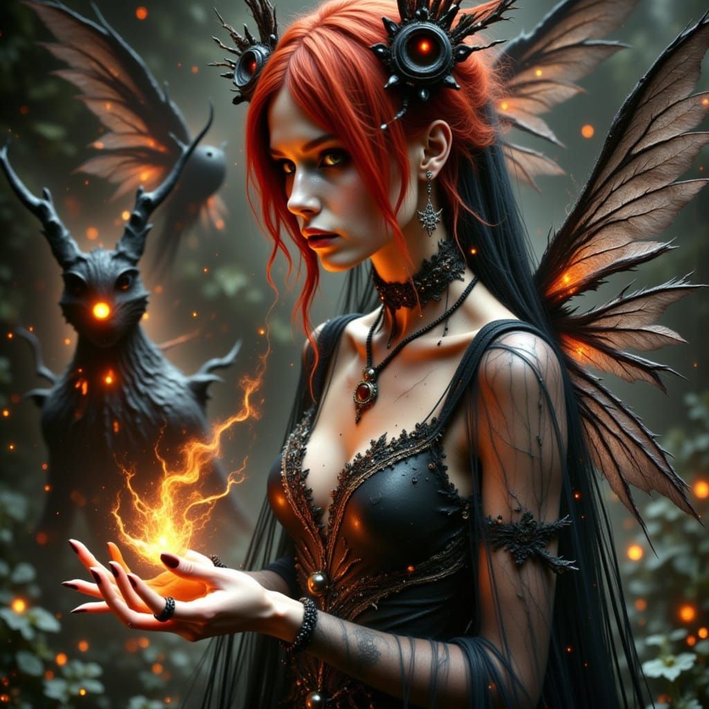 Mystical Fairy Witch Conducting Seance in Anime Style