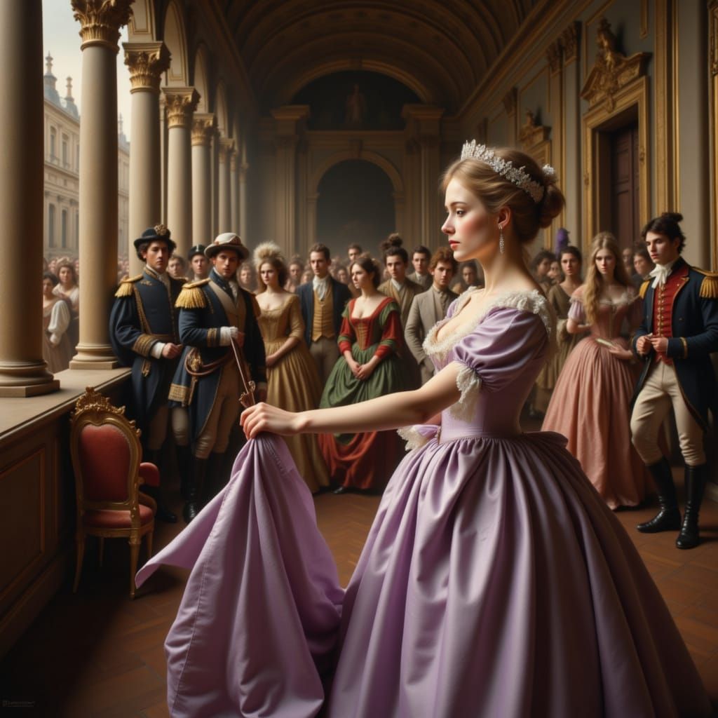 Baroque Portrait of Anne de Breuil in Lilac