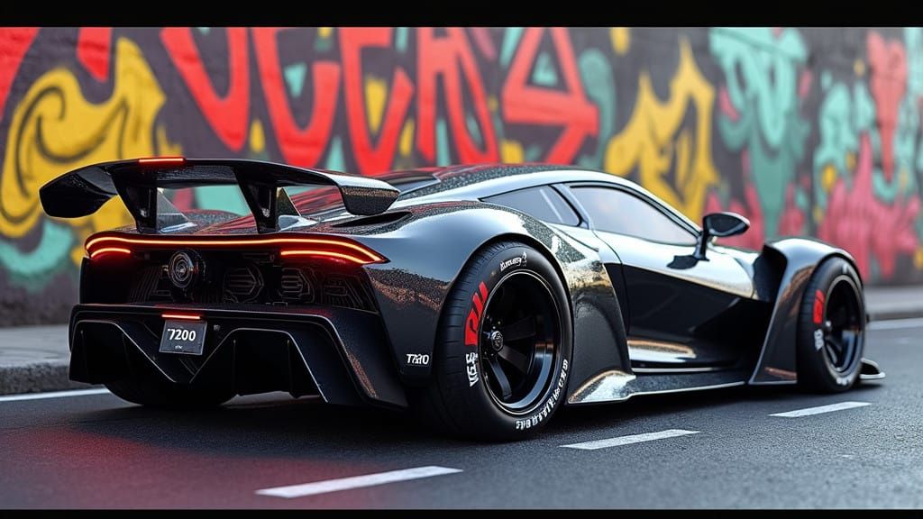 High-Tech Hot-Rod with Aggressive Design Lines in Urban Sett...