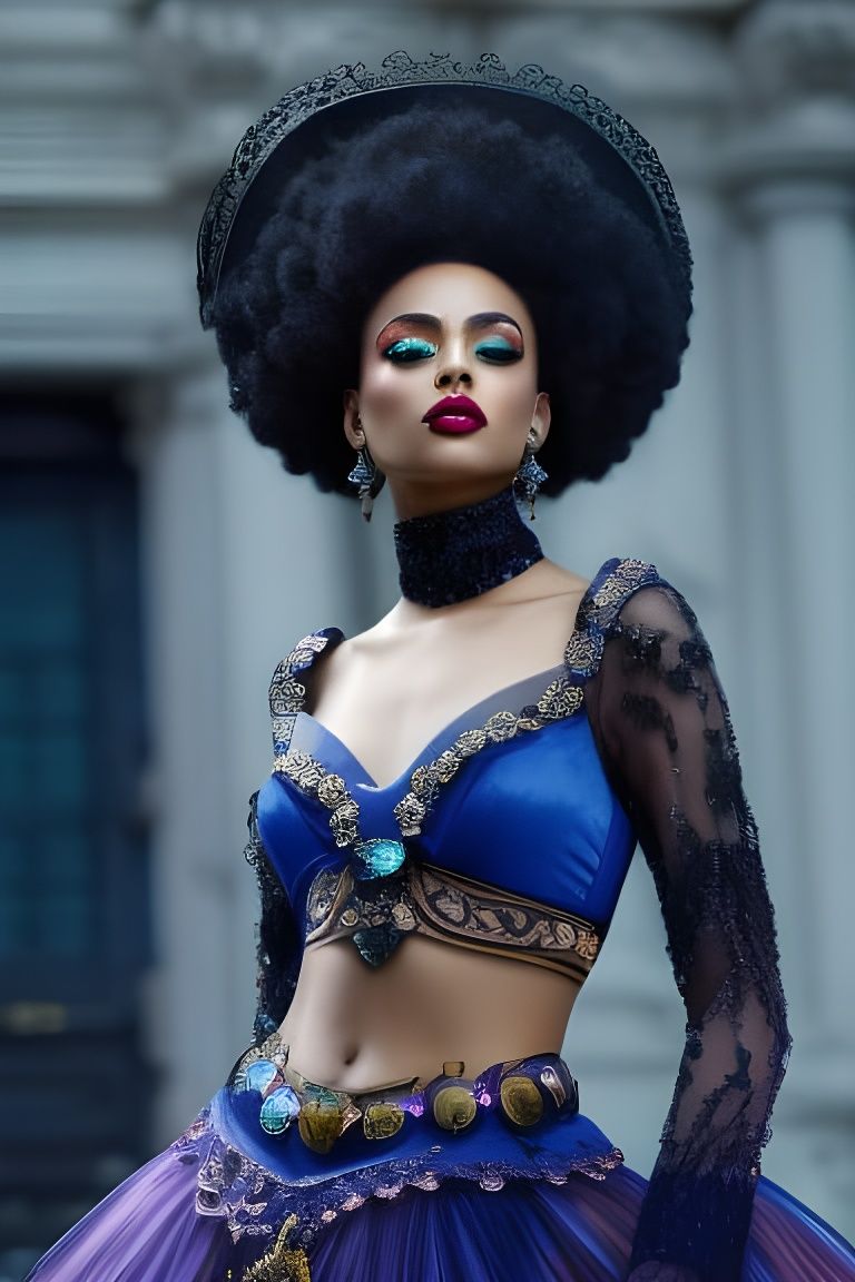 Afrocentric Elven Princess in Gothic Armor Gown