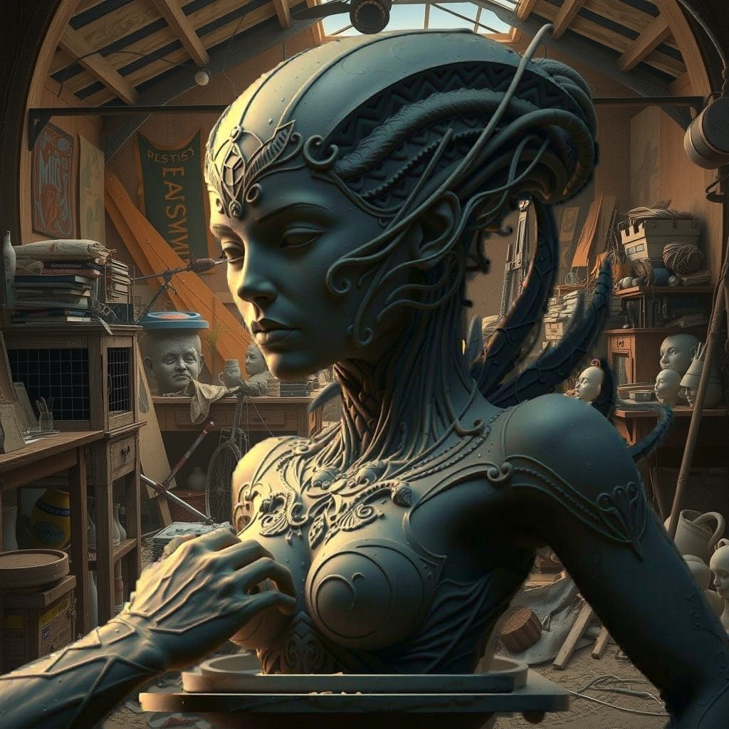 Regal Otherworldly Woman in Dark Mystical Realism