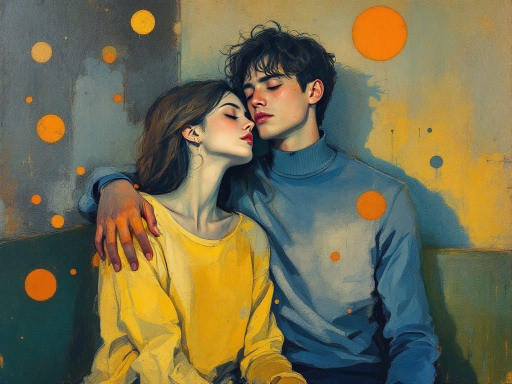 Ethereal Couple in Dreamlike Oil Painting