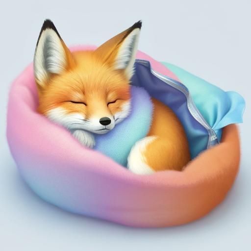 Cute Fox Sleeping: Whimsical Digital Illustration