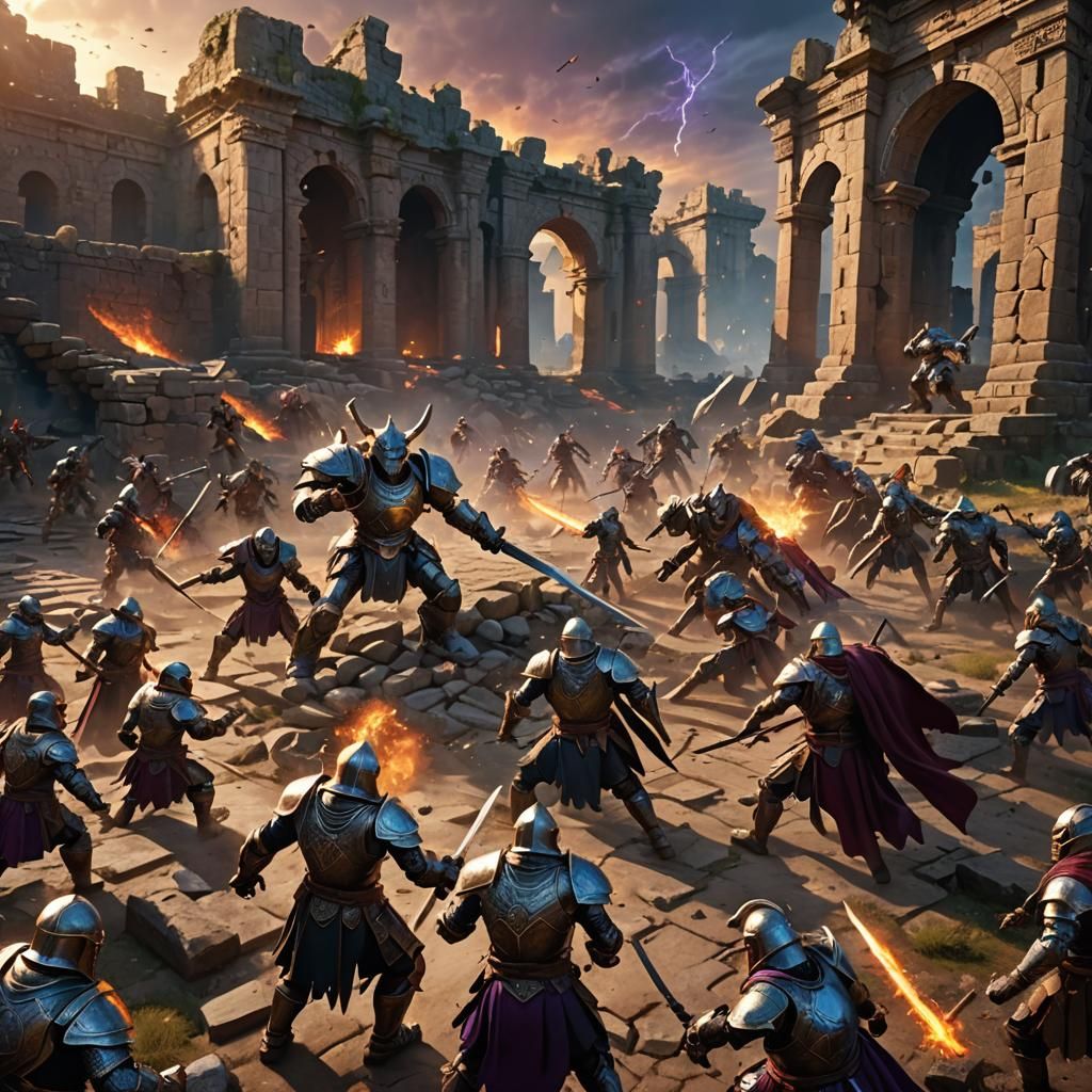 Epic Fantasy Battle in Hyper-Realistic Digital Art