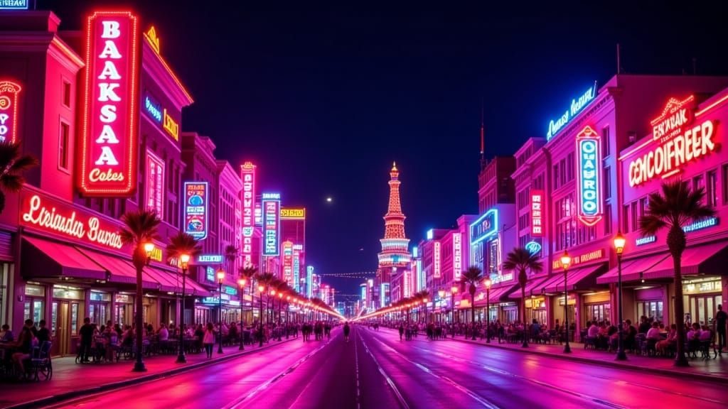 Neon Pink Lights Up Las Vegas Strip