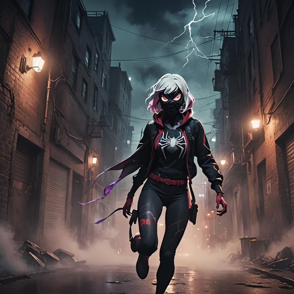 Spider-Gwen in Ghibli-esque 80s Anime Style