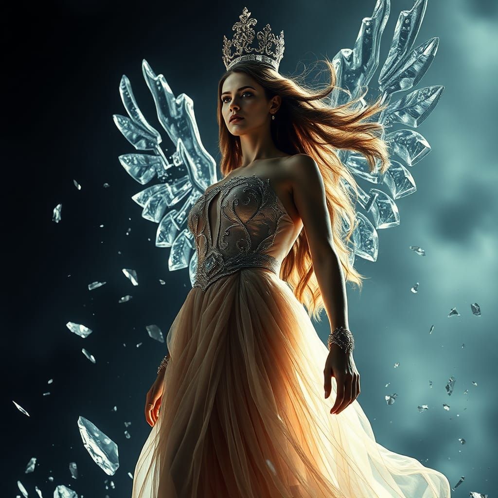 Regal Woman Emerges from Glass Silhouette