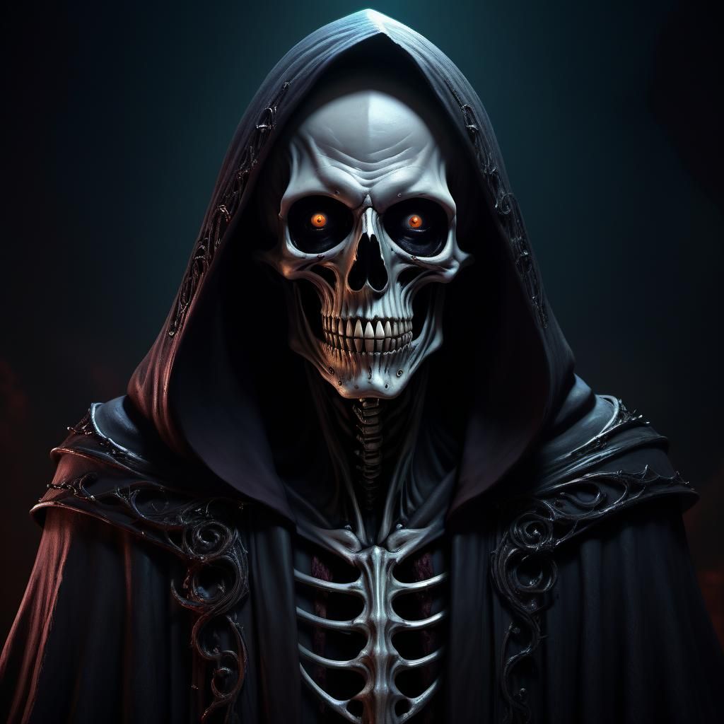 Grim Reaper Portrait in Tim Burton Style