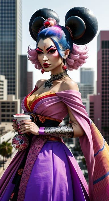 Cyberpunk Kabuki Cyborg in Downtown LA