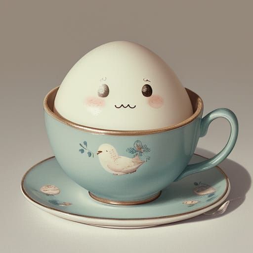 Charming Egg Cup Character Portrait in Whimsical Style