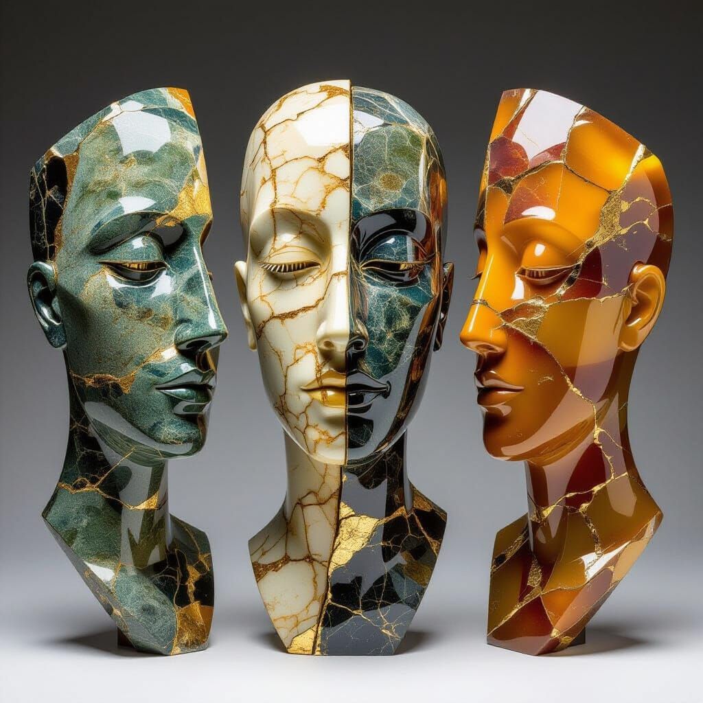Fragmented Stone Sculptures: Mouthless Portraits in Cubist S...