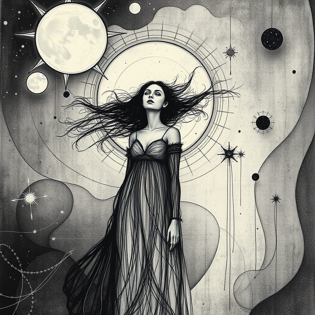 Celestial Dreamscapes in Black and White Etching