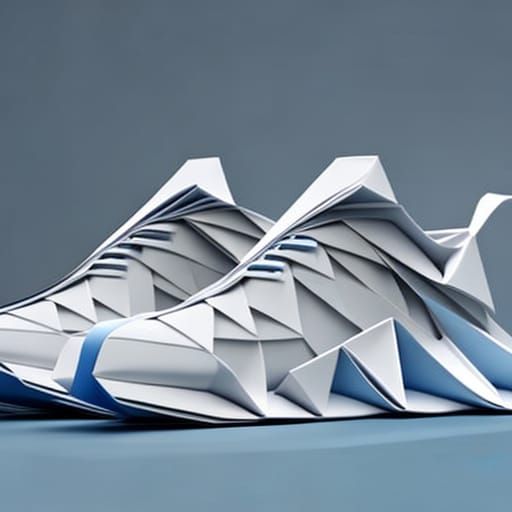 Sport shoes made with paper origami