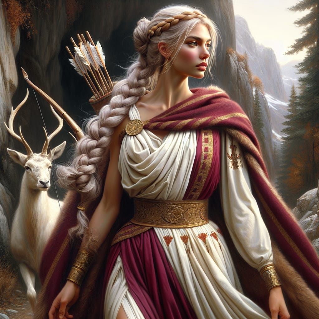 Ancient Georgian Huntress in Fantasy Realist Style