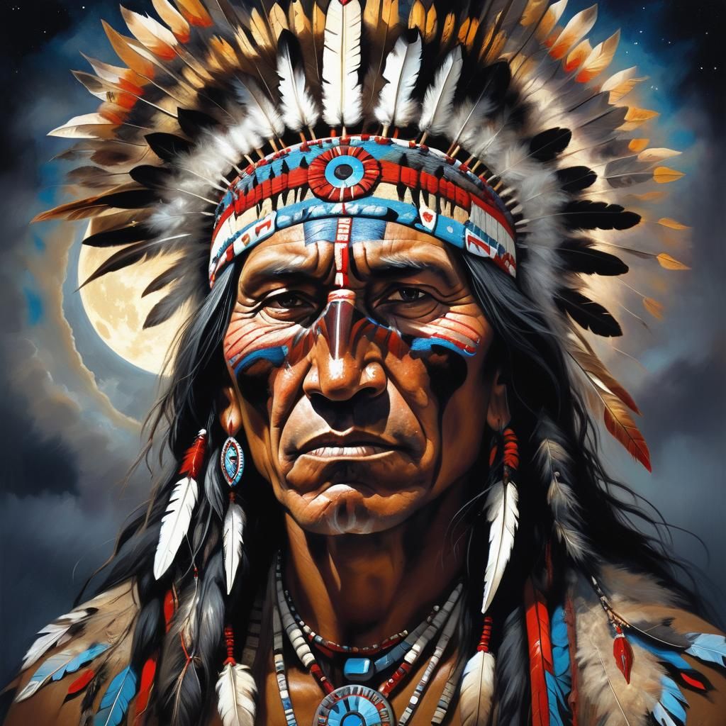 Native American Medicine Man Conjuring Great Spirit