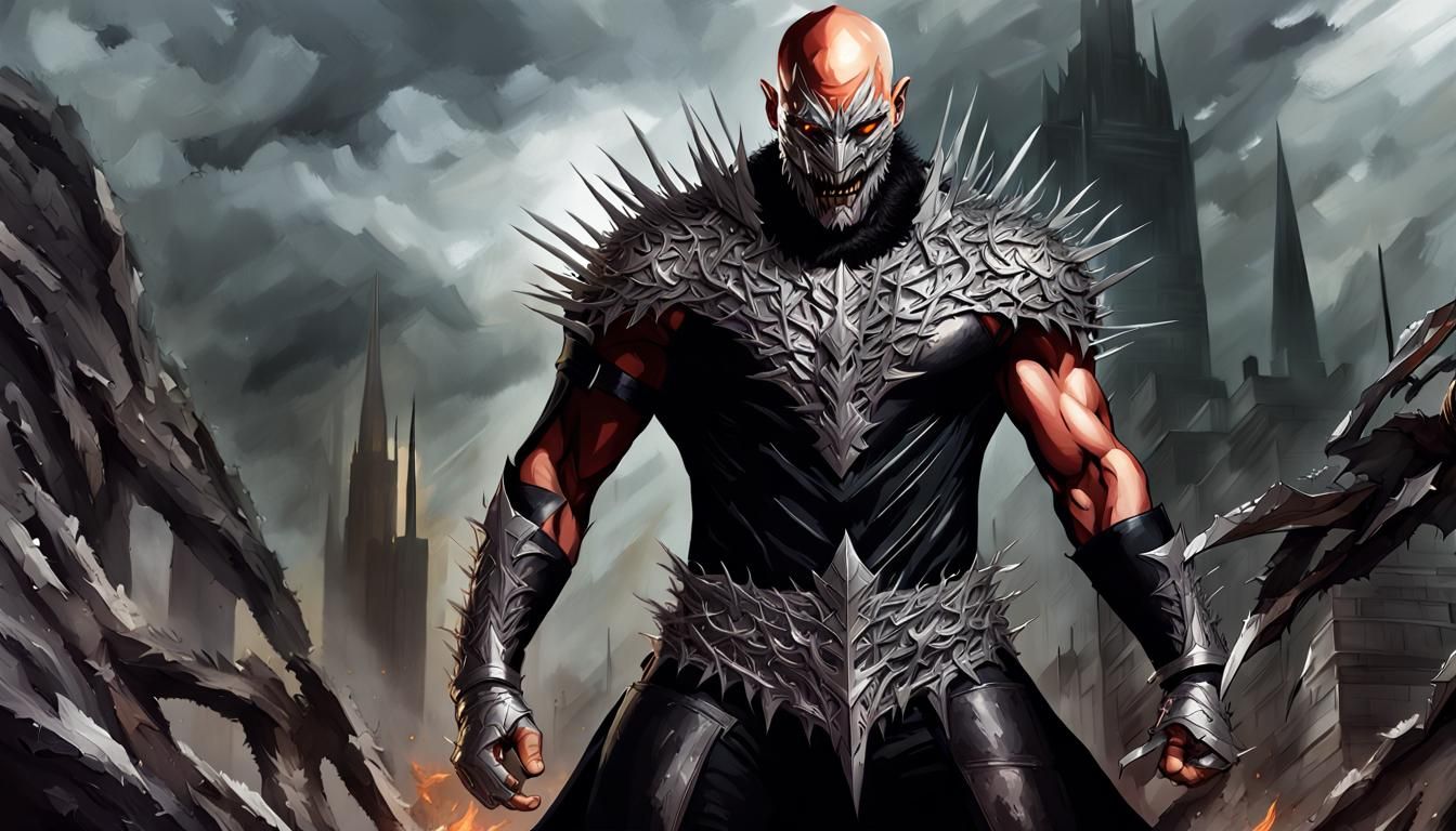 Armored Warrior King with Black Mask in 8K