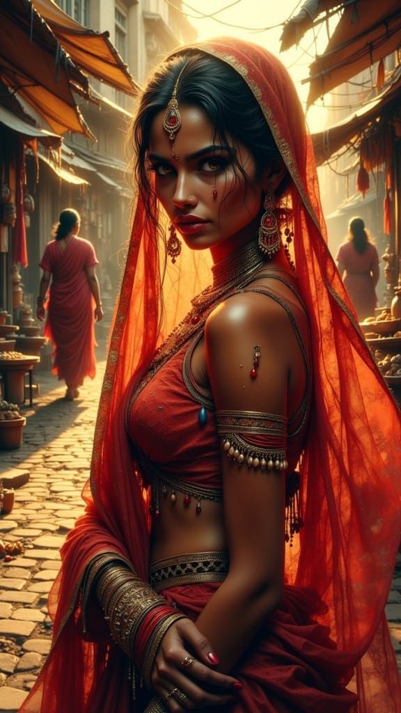 Bengali Woman in Traditional Attire, Raja Ravi Varma Style