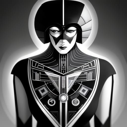 Art Deco Noir Portrait Inspired by Metropolis