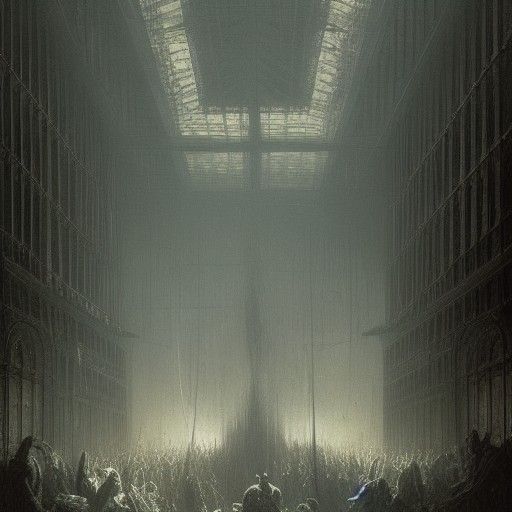 Lifeless Infinite Walmart in Gustave Doré Style