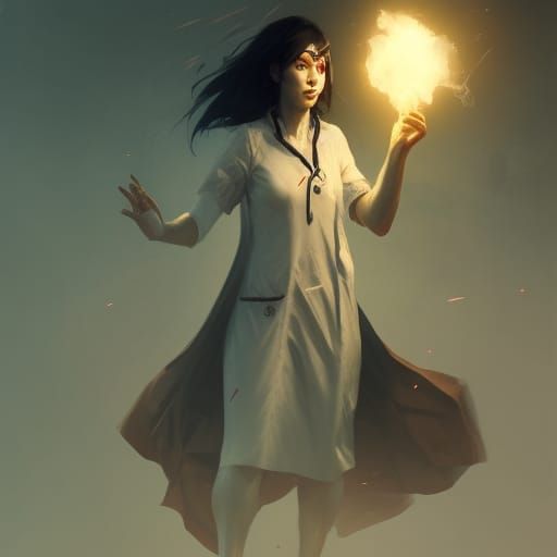 Scary Nurse in Dark Fantasy Style