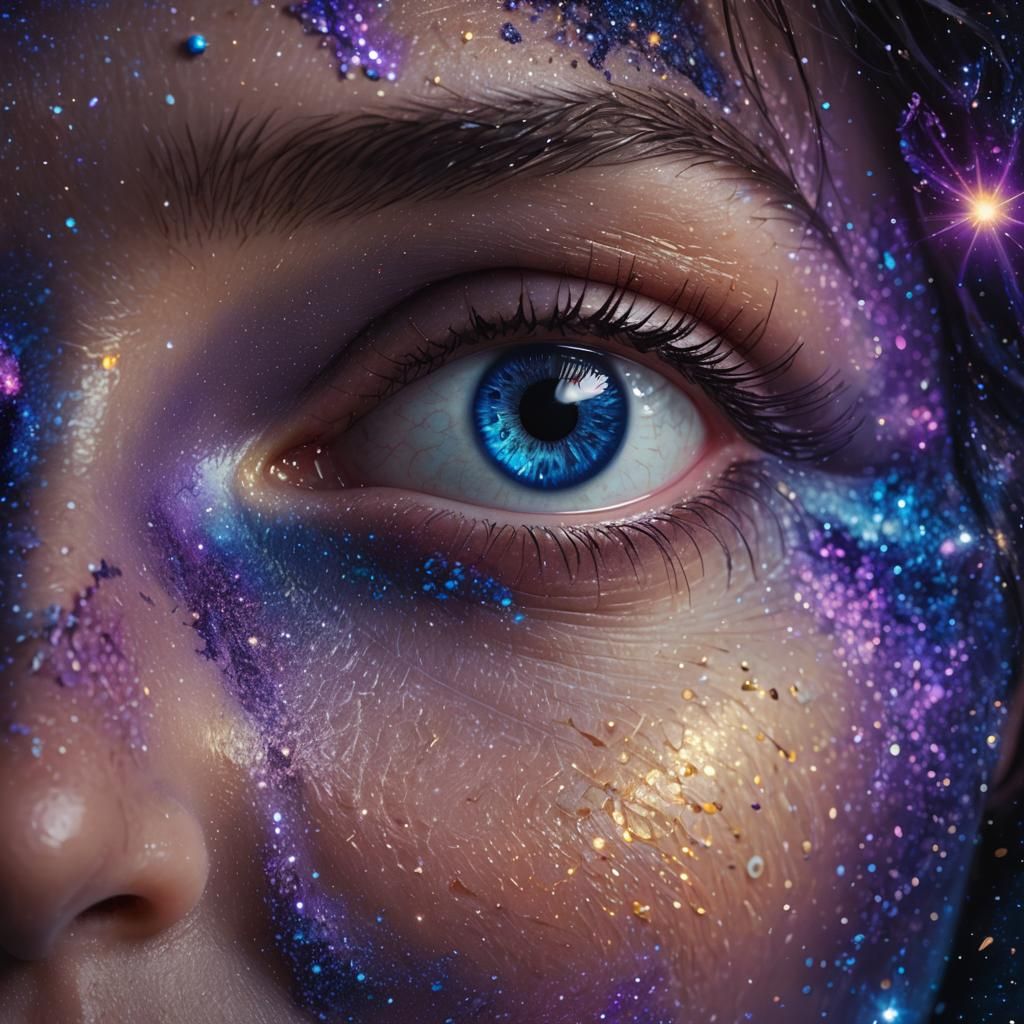Eye Reflecting Galaxy in Hyperrealistic Style
