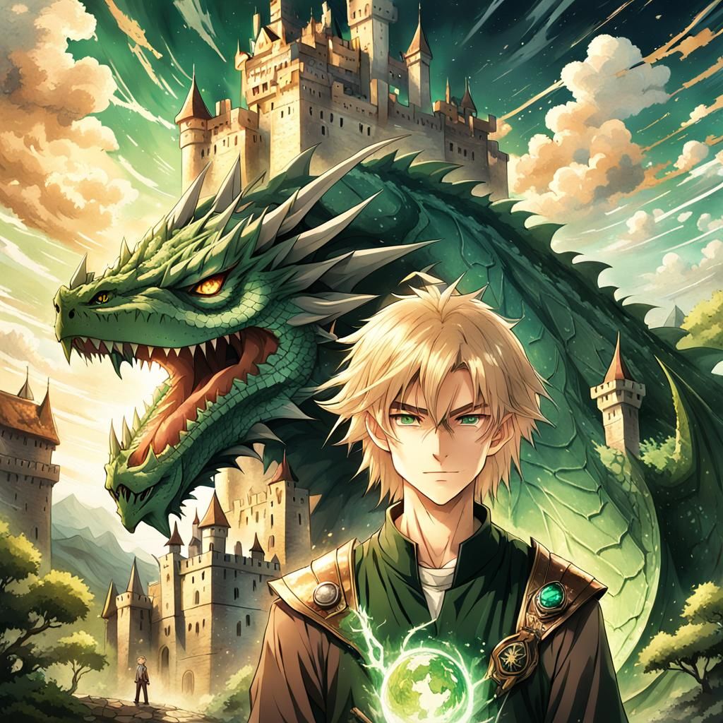 Man and Dragon in Anime Key Visual Style