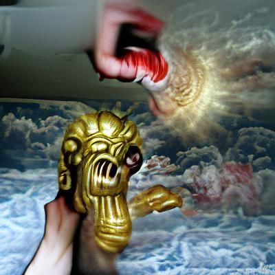 Defiant Figure Strikes Down False God