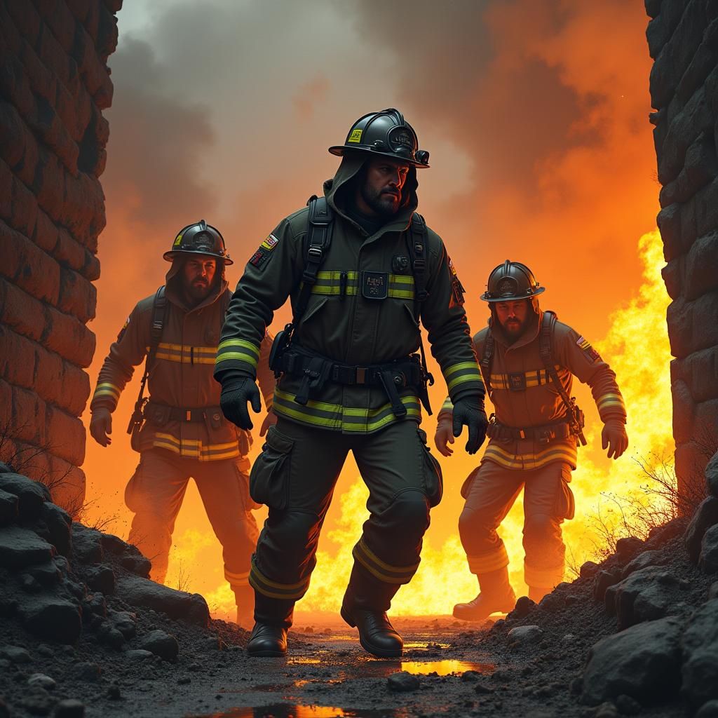 Firefighters Rescue People from Burning Building