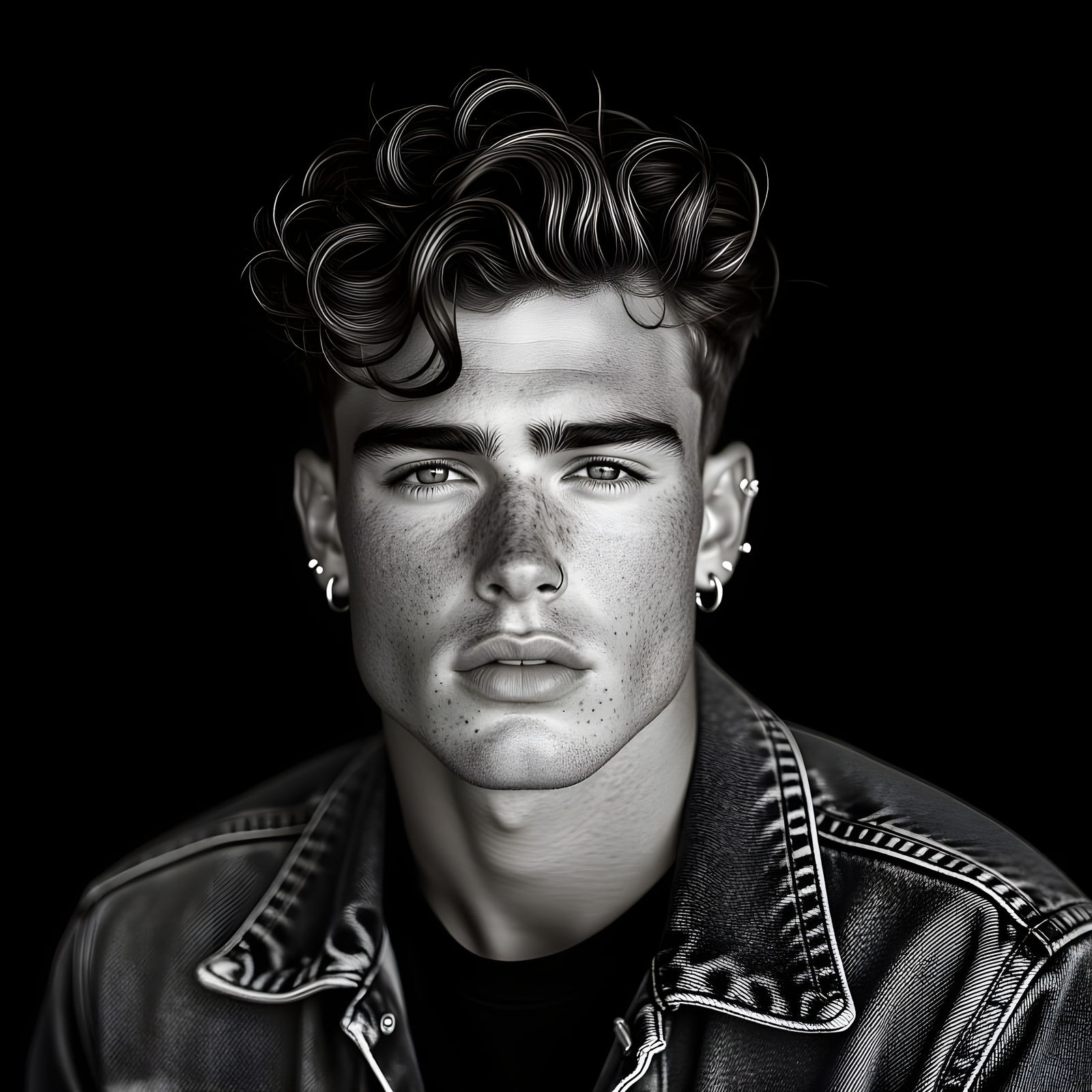 Contemplative Portrait of a Man in Black and White