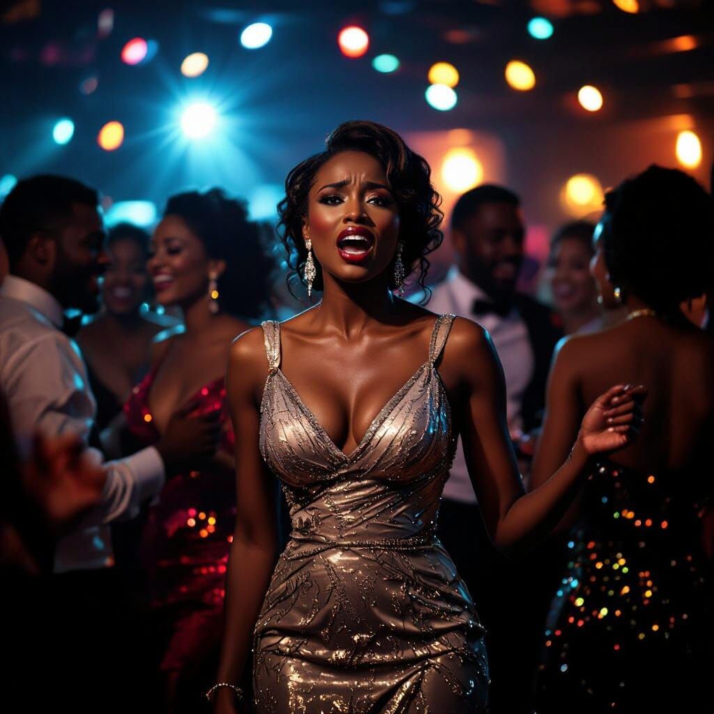 Terrified Woman in Nightclub, Cinematic Realism