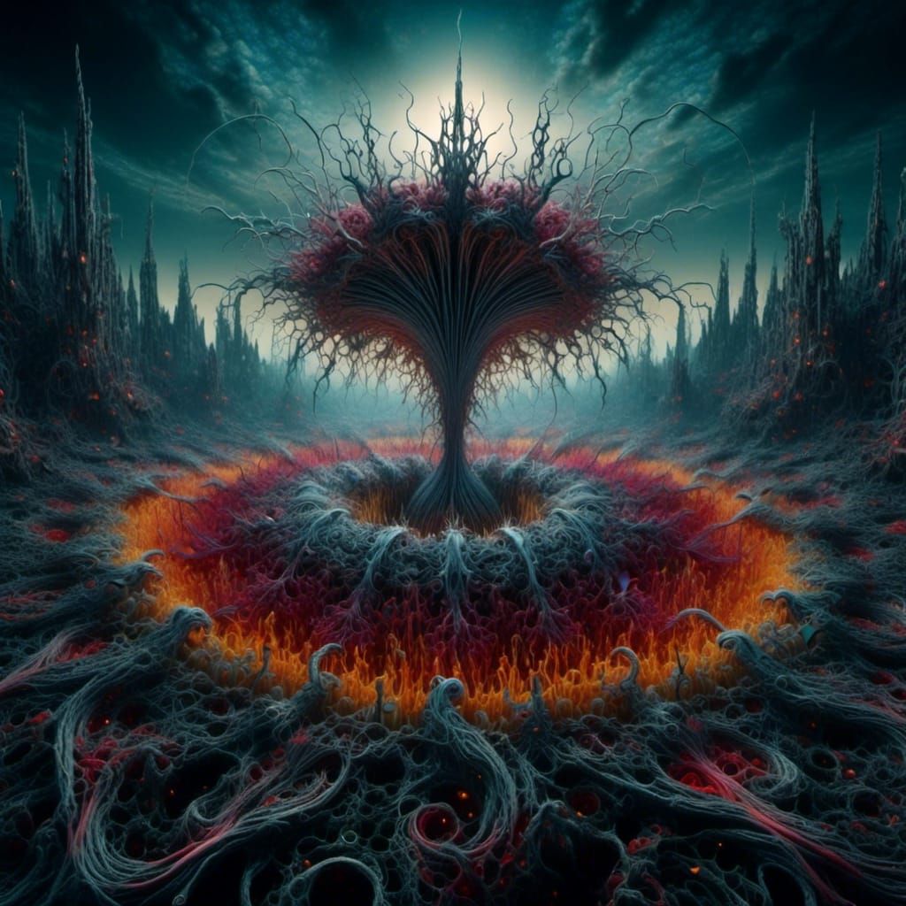 Surreal Landscape with Elastic Flora, Salvador Dali Style