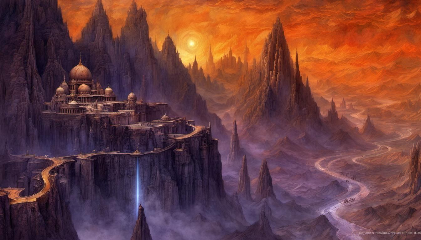 Sci-Fi Temple Dreamscape in Art Nouveau Style