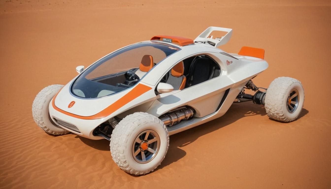 Retro Futuristic Space Age Buggy: Cream and Orange