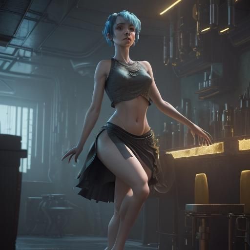 Lovecraftian Ballerina in Sci-Fi Tavern: 8K Render