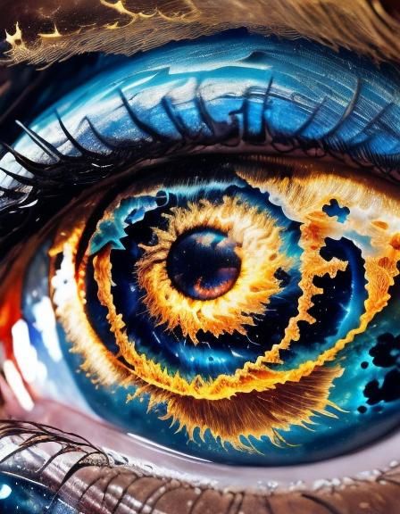 Surreal Woman with Galaxy Eyes in Deep Space