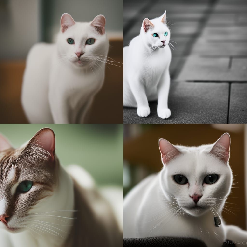 White Cat in Professional Photography Style