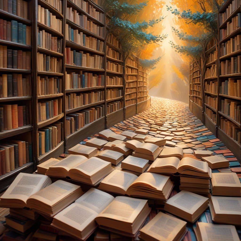 Dreamy Street Transformed into a River of Books in Impressio...