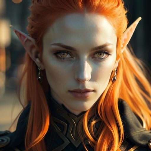 Stunning Elven Woman in Hyperrealistic Urban Portrait