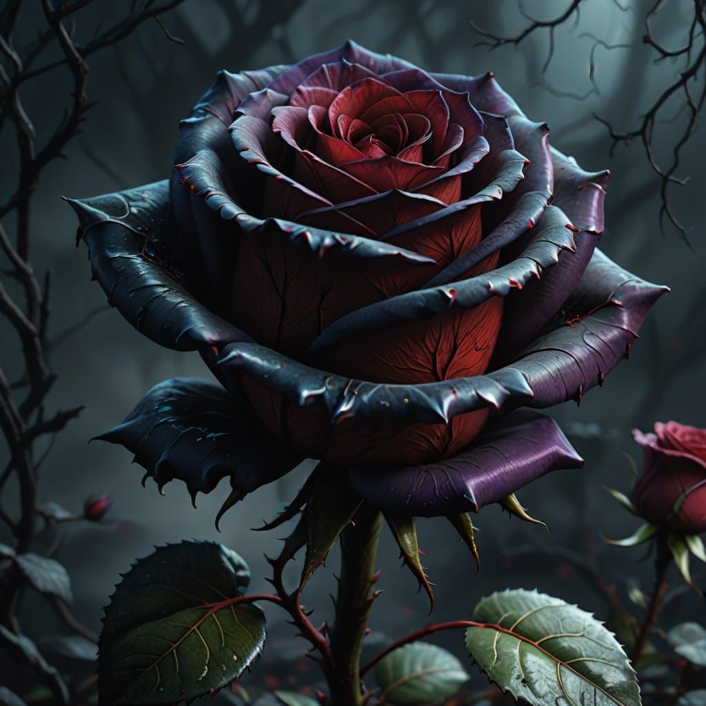 Macabre Blood Rose in Dark Fantasy Style