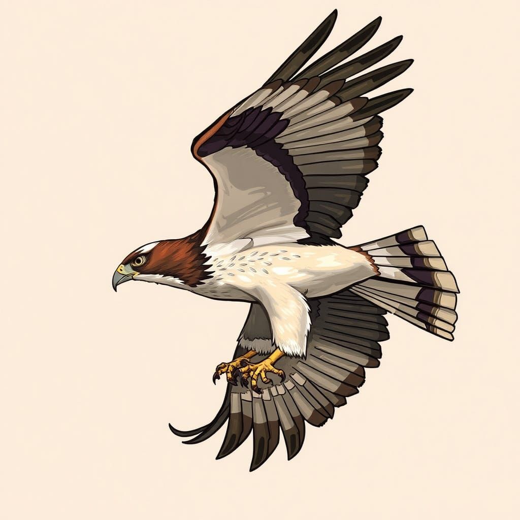 Hawk in Flight Illustration