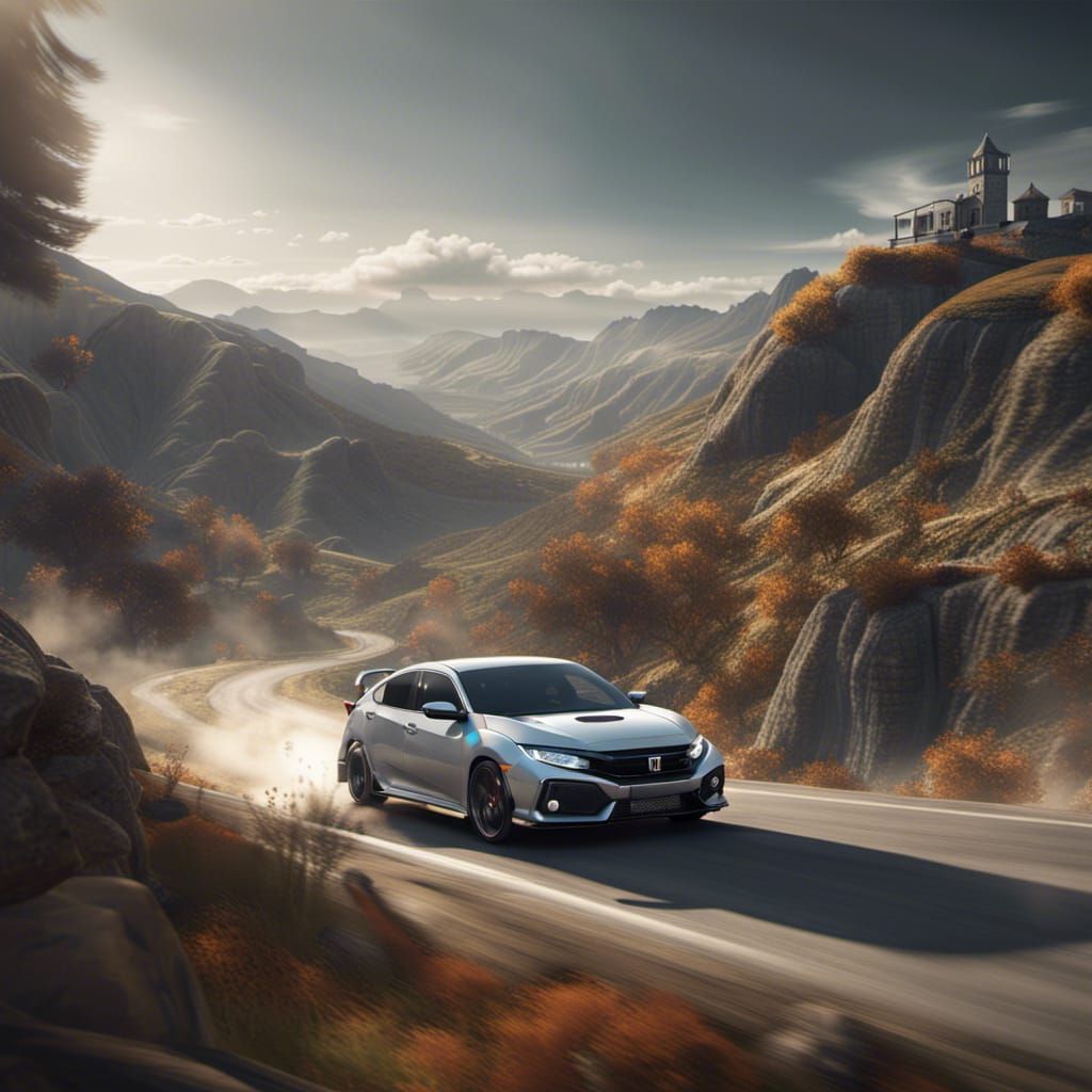 Silver Honda Civic Hatchback Racing: Matte Painting